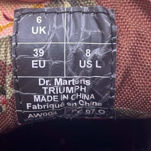 Dr. Martens Triumph Brown Leather Fold-Down Floral Combat Boots Women 8 EU 39 - Picture 13 of 16